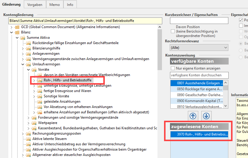 Schaltflächen Und Felder Der Bilanz-Taxonomie - Microtech Hilfe ...